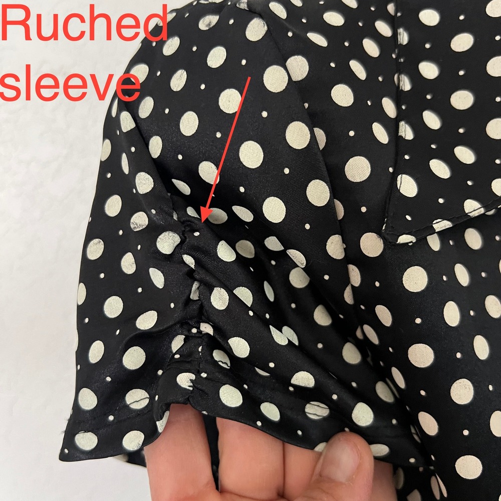 Polka Dot Shirt Dress Womens Black & White‎ Career Casual Work Office - Picture 6 of 8